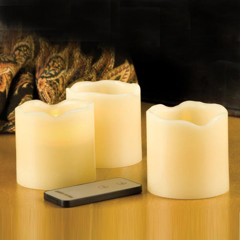 AussieSuperStore Homeware Supplies 3 x LED Wireless Remote Controlled Flameless Wax Candles 3 x LED Wireless Remote Controlled Flameless Wax Candles | LED Candles | Home Decorations VXPE2302
